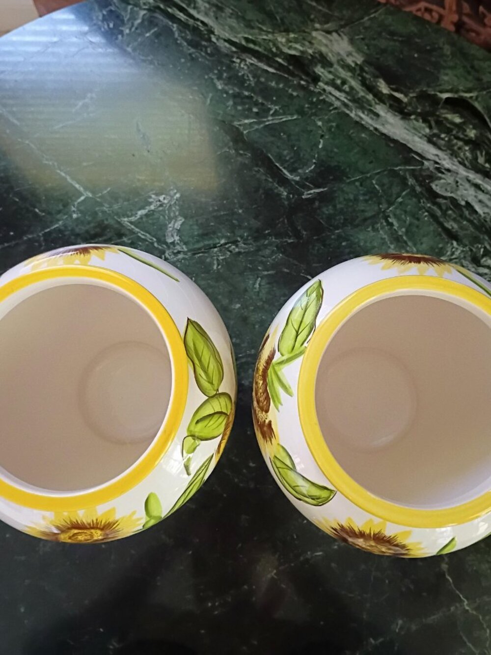 Nonni's Tuscan Large Sunflower Hand painted Ceramic Biscotti Cookie Jars Set - Picture 10 of 11